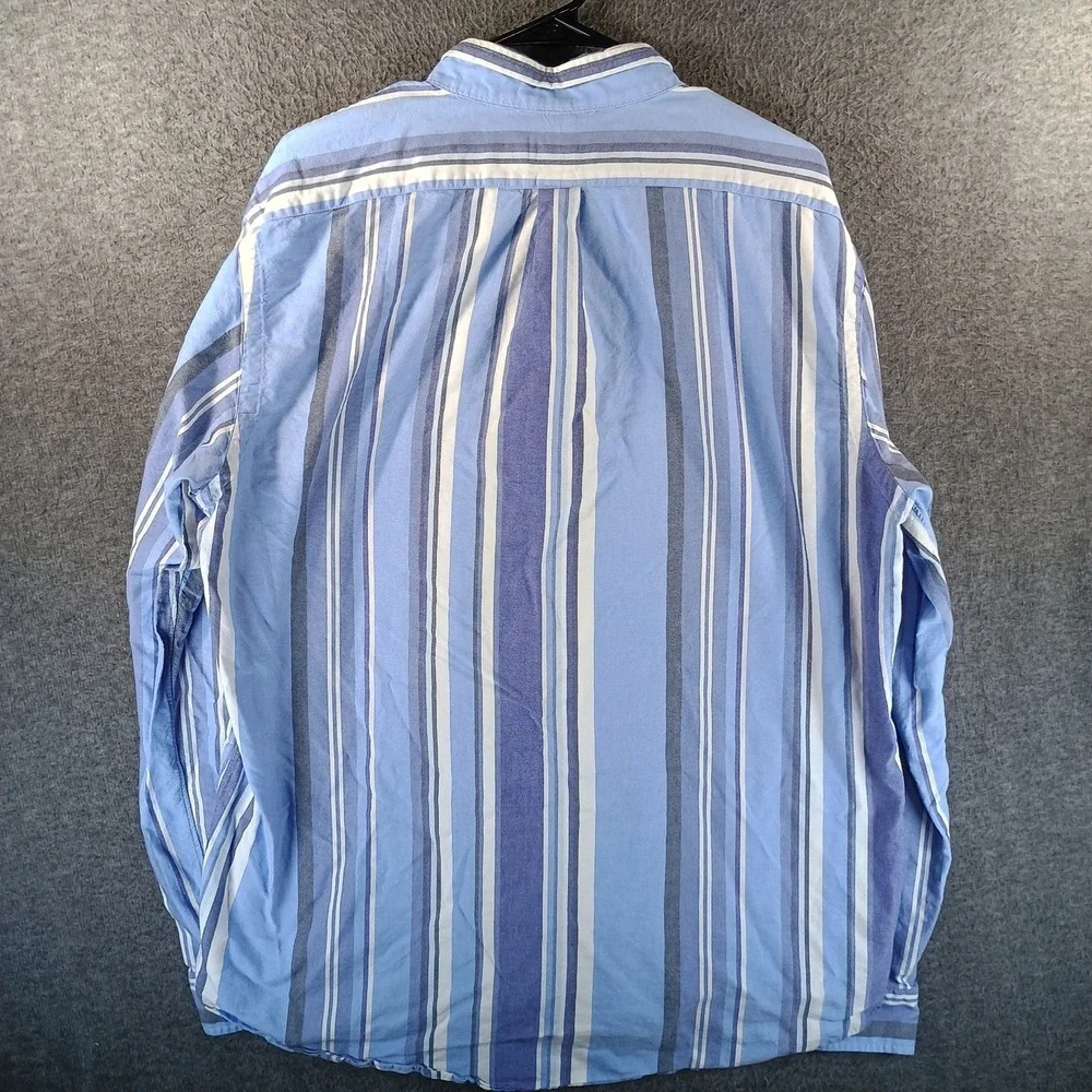 Polo Ralph Lauren Custom Fit Shirt Mens XXL Flesh Pony‎ Blue Striped Long Sleeve